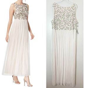 NWT ADRIANNA PAPELL DRESS GOWN 22W WEDDING GUEST SEQUIN FLORAL BEADED EVENING